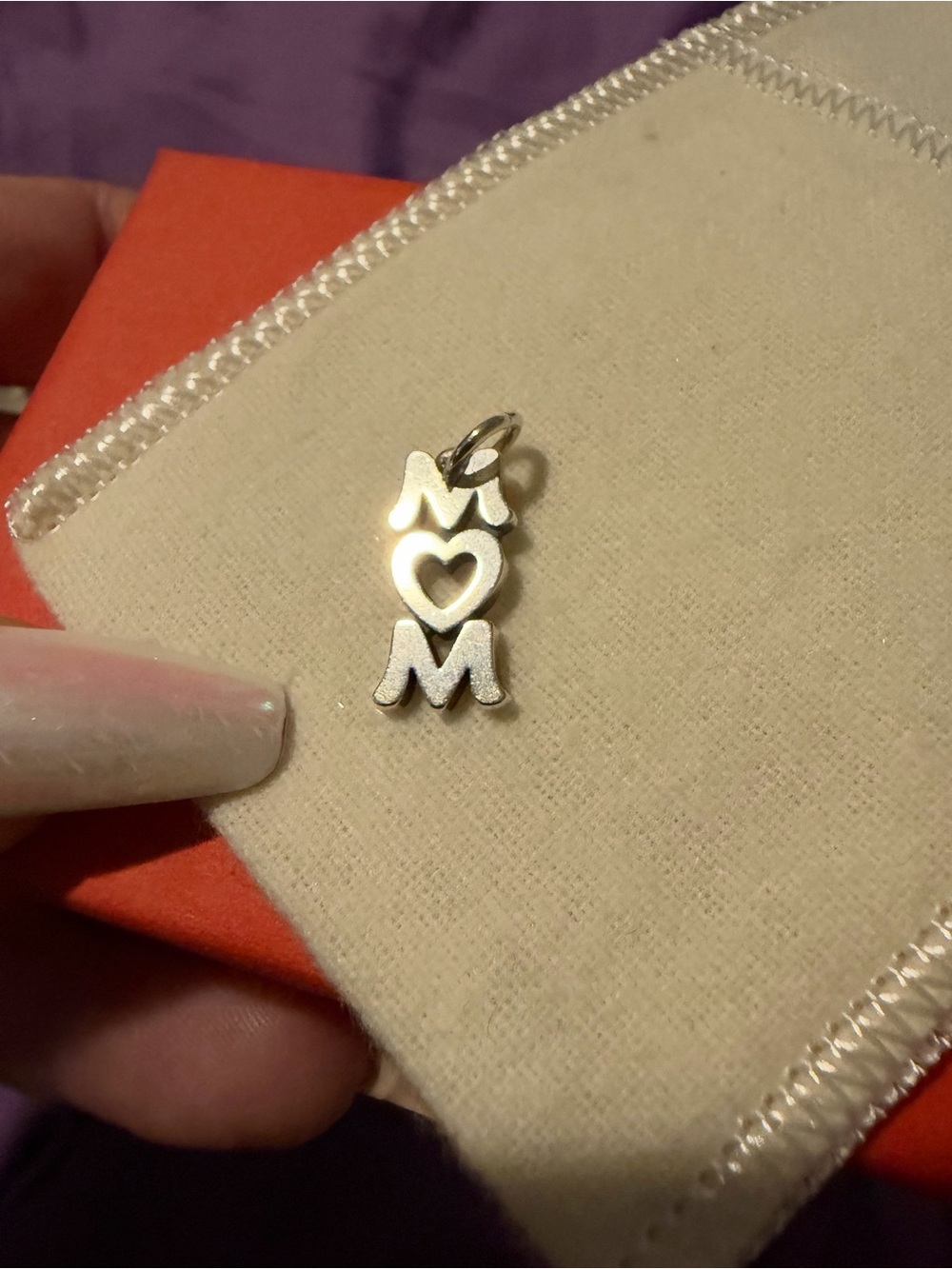 James Avery Sterling Silver MOM Heart Pendant Charm - Silver